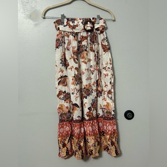 Rachel Rachel Roy Women’s Linen Blend Floral Midi Belted Skirt Size Small - Picture 2 of 5